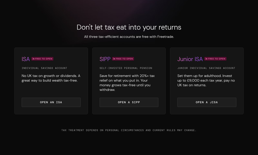 Don't Let Tax Eat Into Your Returns section from Freetrade