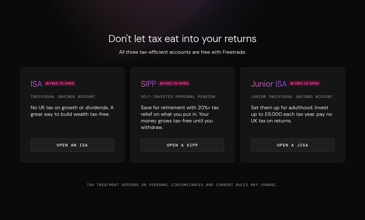 Don't Let Tax Eat Into Your Returns section from Freetrade
