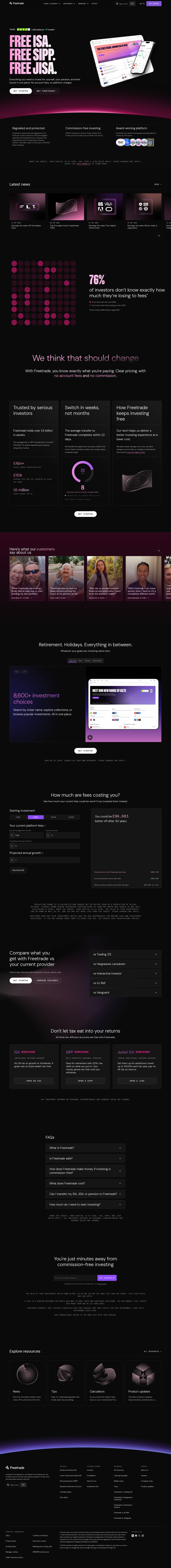 Home page from Freetrade