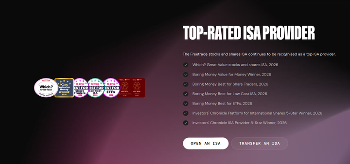 Top-Rated ISA Provider section from Freetrade