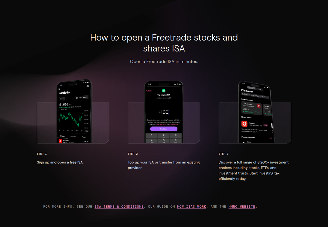 How to Open a Freetrade Stocks and Shares ISA section from Freetrade