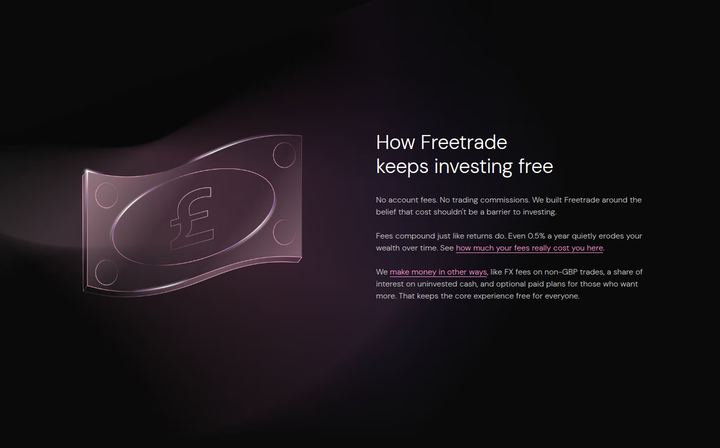 How Freetrade Keeps Investing Free section from Freetrade