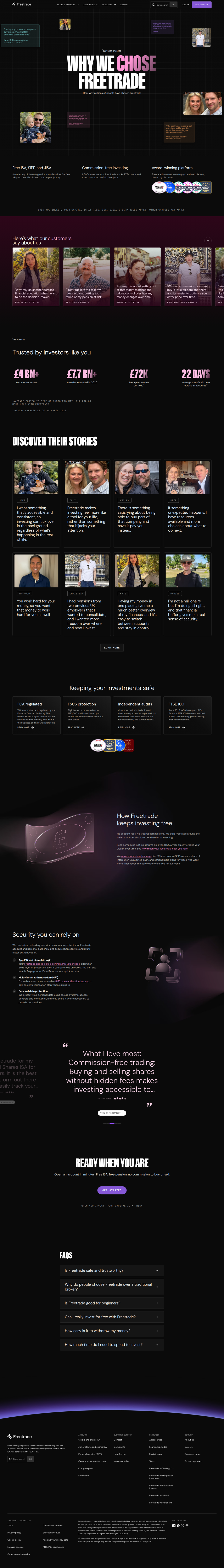 Customer Stories page of Freetrade