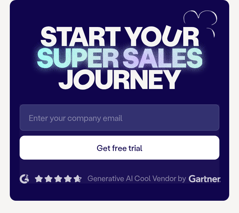 Start Your Super Sales Journey section from Amplemarket, on a phone