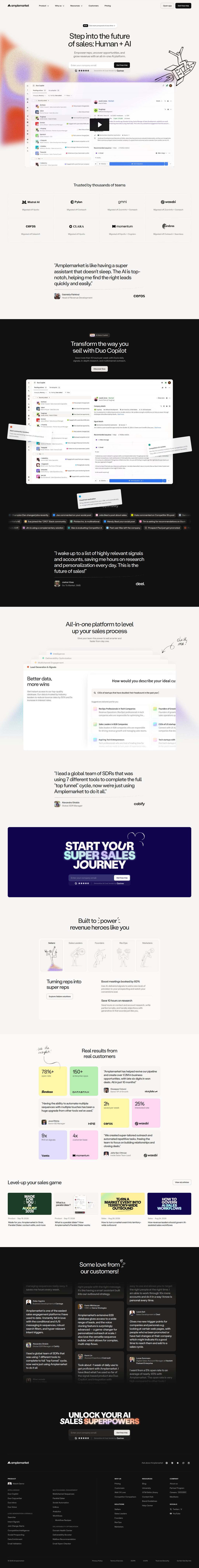 Home page of Amplemarket