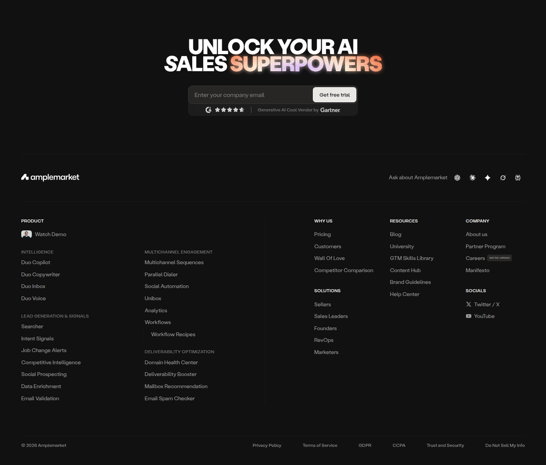 Unlock Your AI Sales Superpowers section from Amplemarket