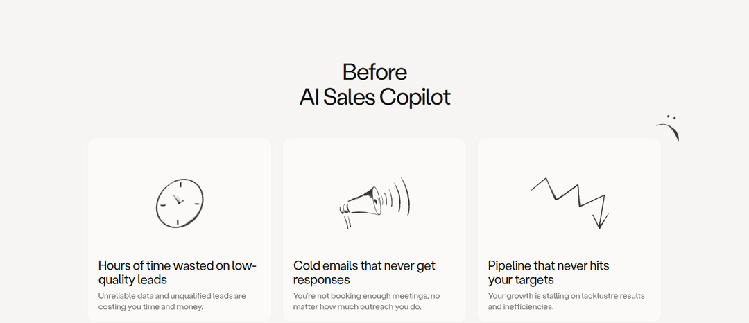 Before AI Sales Copilot section from Amplemarket