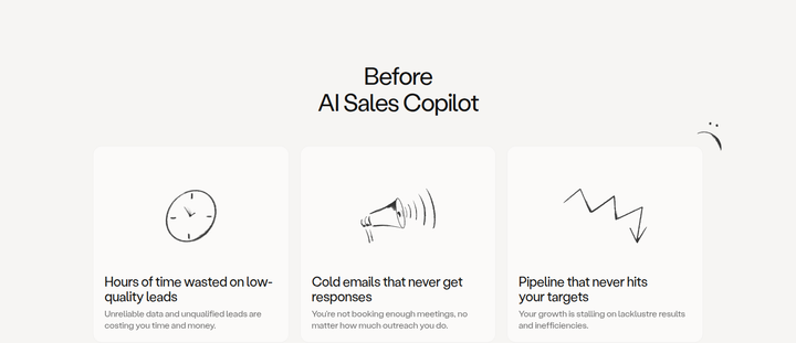 Before AI Sales Copilot section from Amplemarket