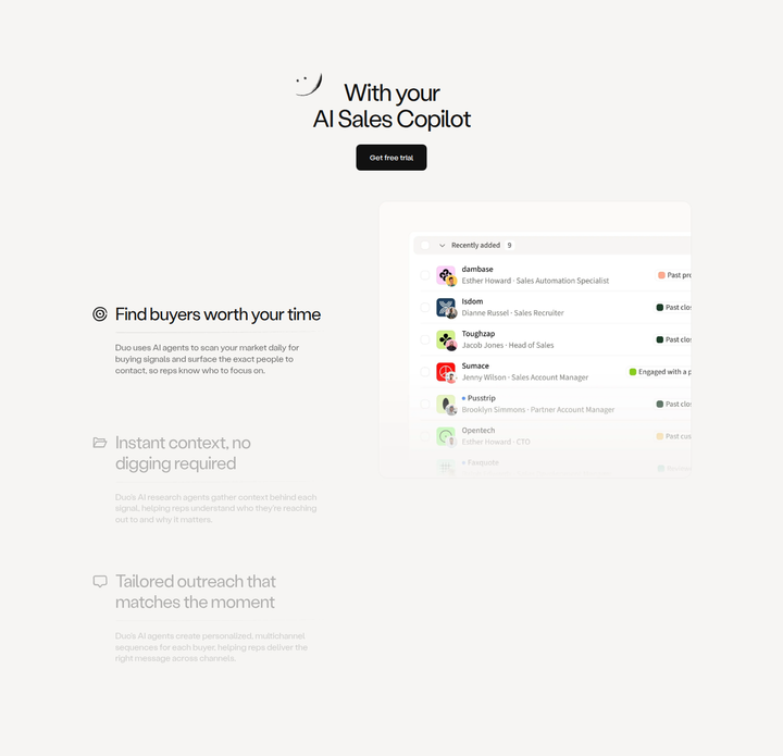 With Your AI Sales Copilot section from Amplemarket