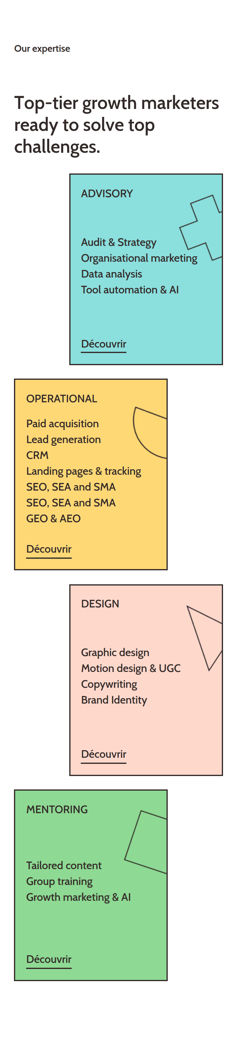 Our Expertise section from Spaag, on a phone