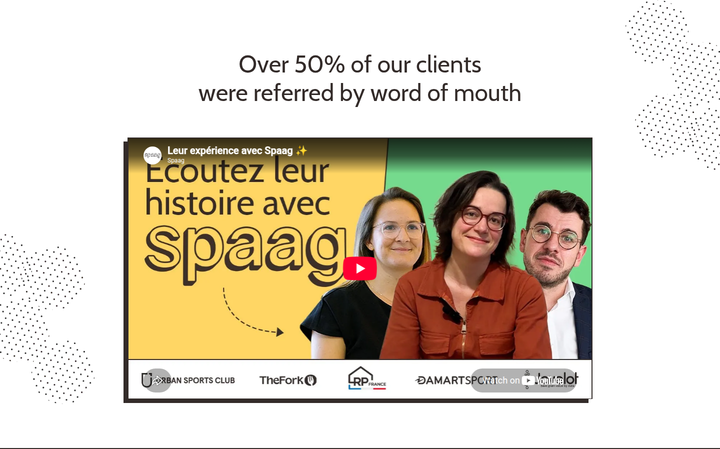 Over 50% of Our Clients Come by Referral section from Spaag