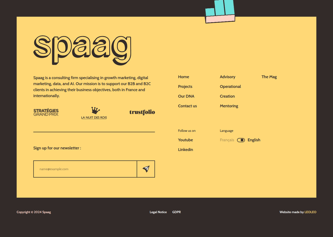 Footer section from Spaag