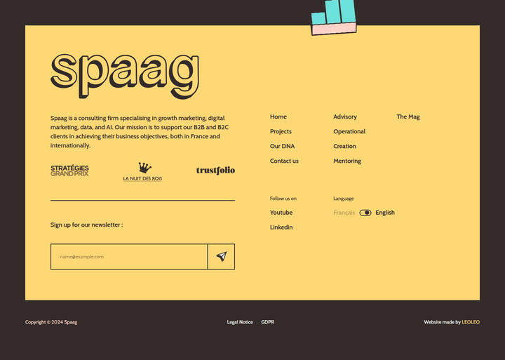 Footer section from Spaag