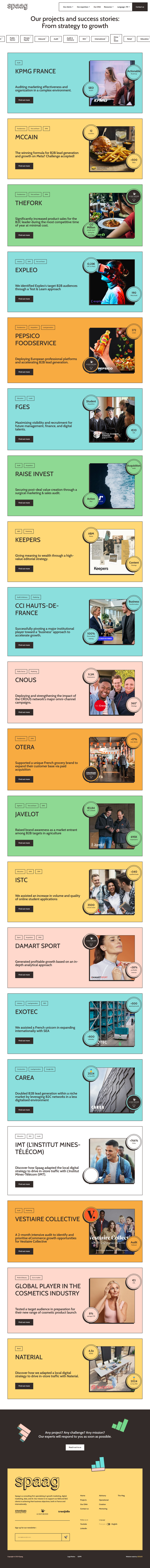 Projects page from Spaag