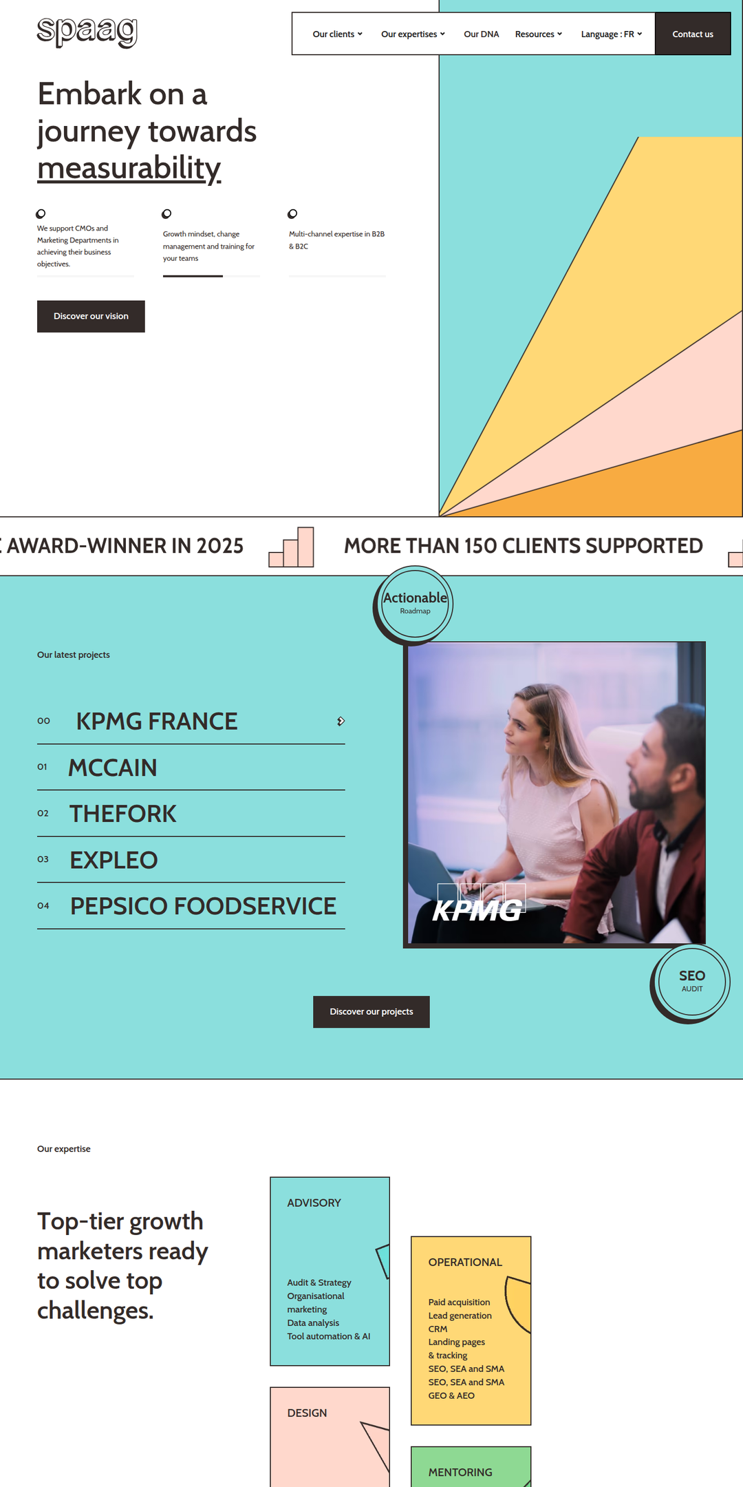 Home page of the Spaag website