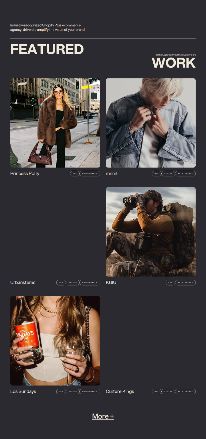 Featured Work section from PIVOT