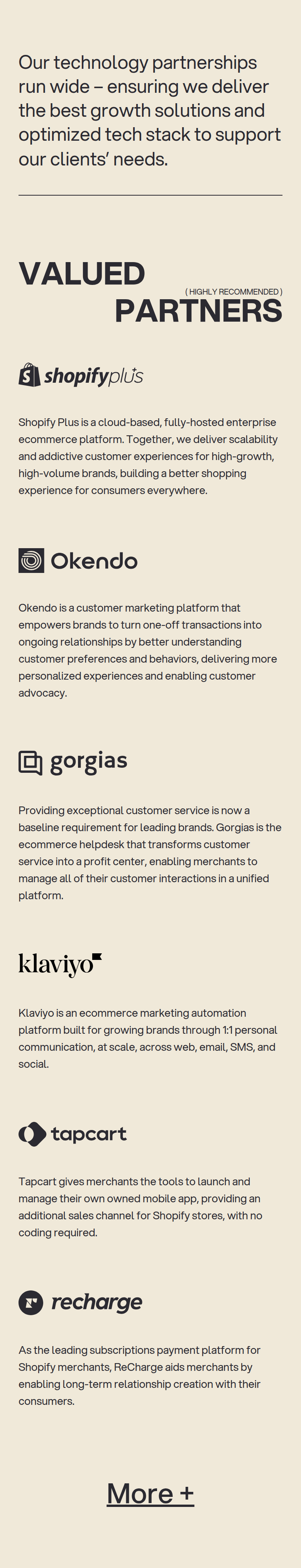 Valued Partners section from PIVOT, on a phone