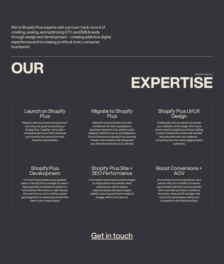 Our Expertise section from PIVOT