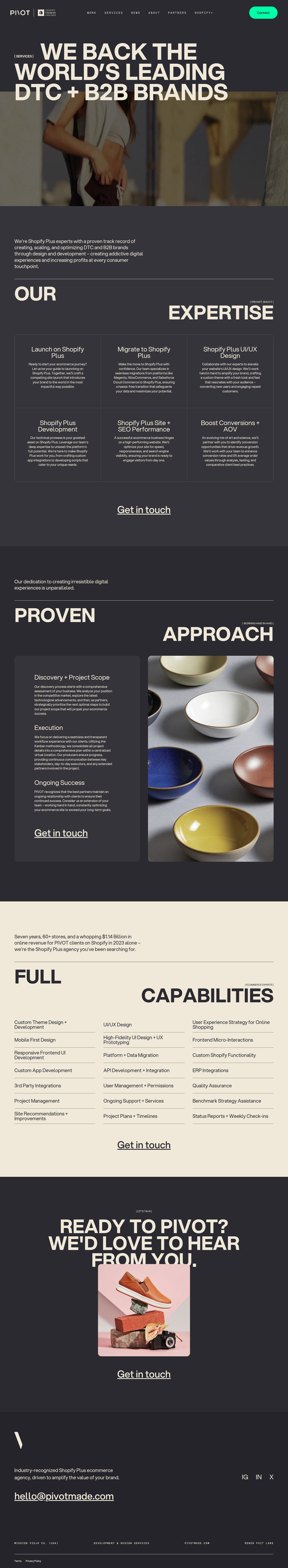 Services page from PIVOT