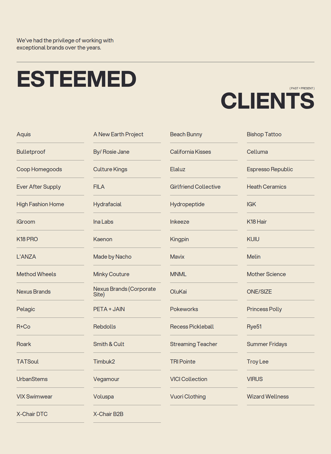 Esteemed Clients section from PIVOT