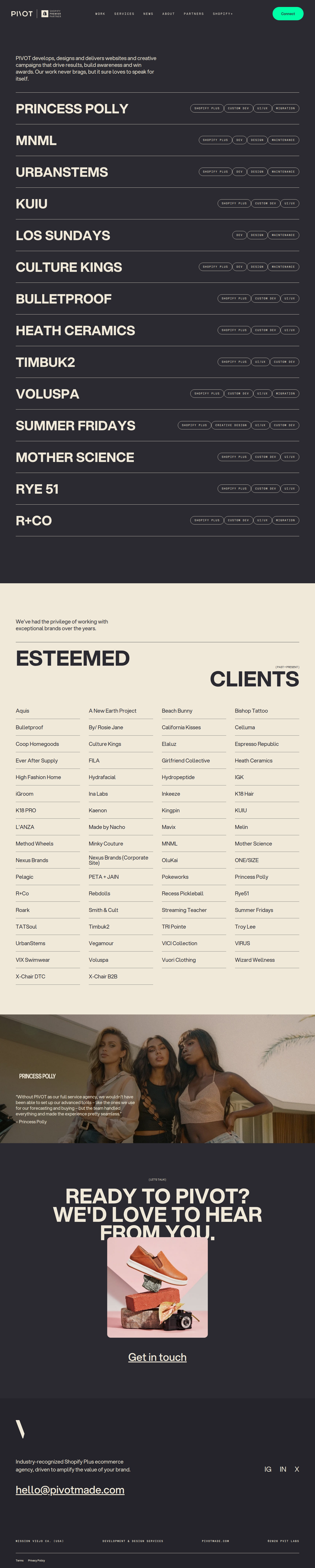 Work page of PIVOT