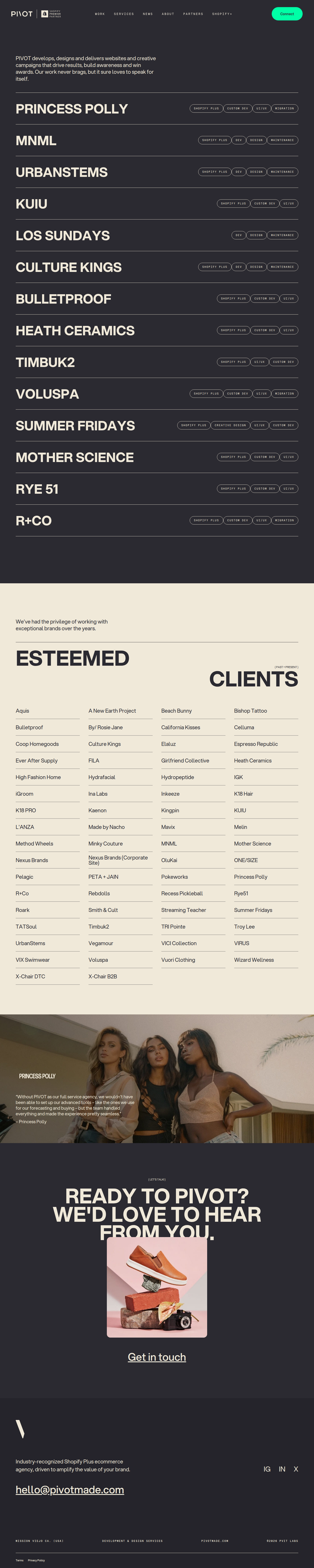 Work page from PIVOT