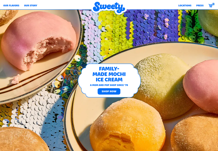 Family Made Mochi Ice Cream section from Sweety Ice Cream
