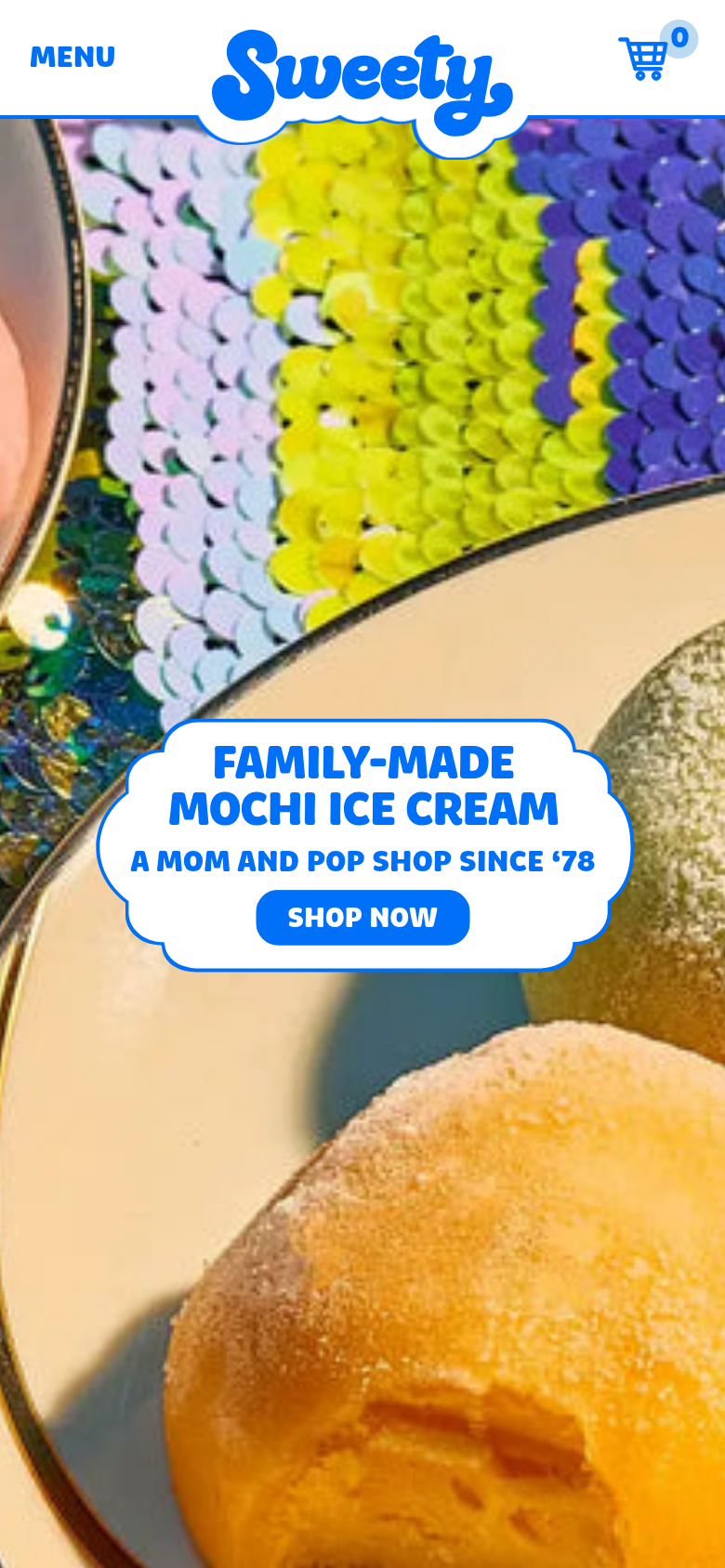 Family Made Mochi Ice Cream section from Sweety Ice Cream, on a phone