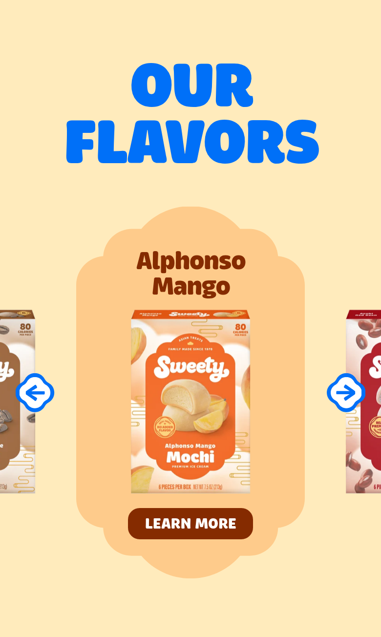 Our Flavors section from Sweety Ice Cream, on a phone