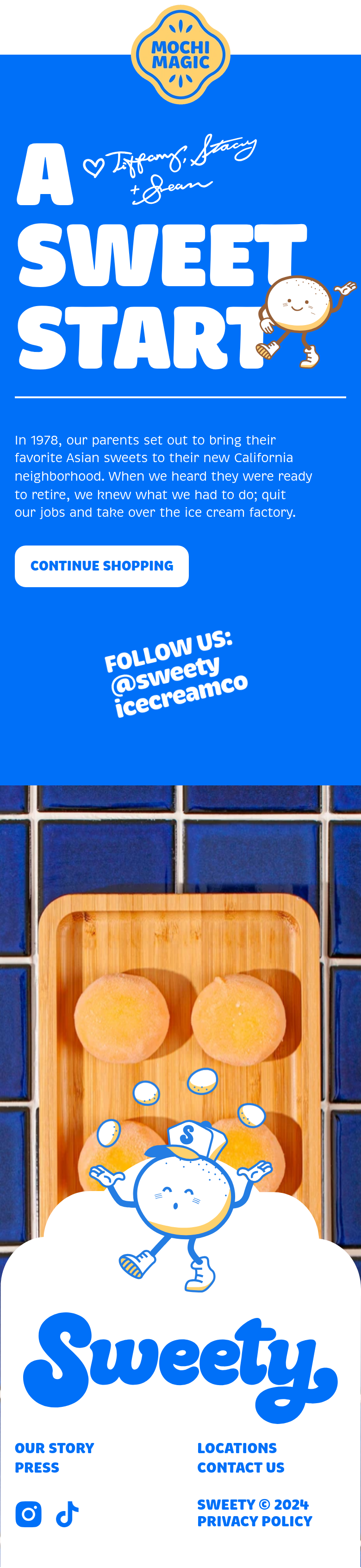 A Sweet Start section from Sweety Ice Cream, on a phone