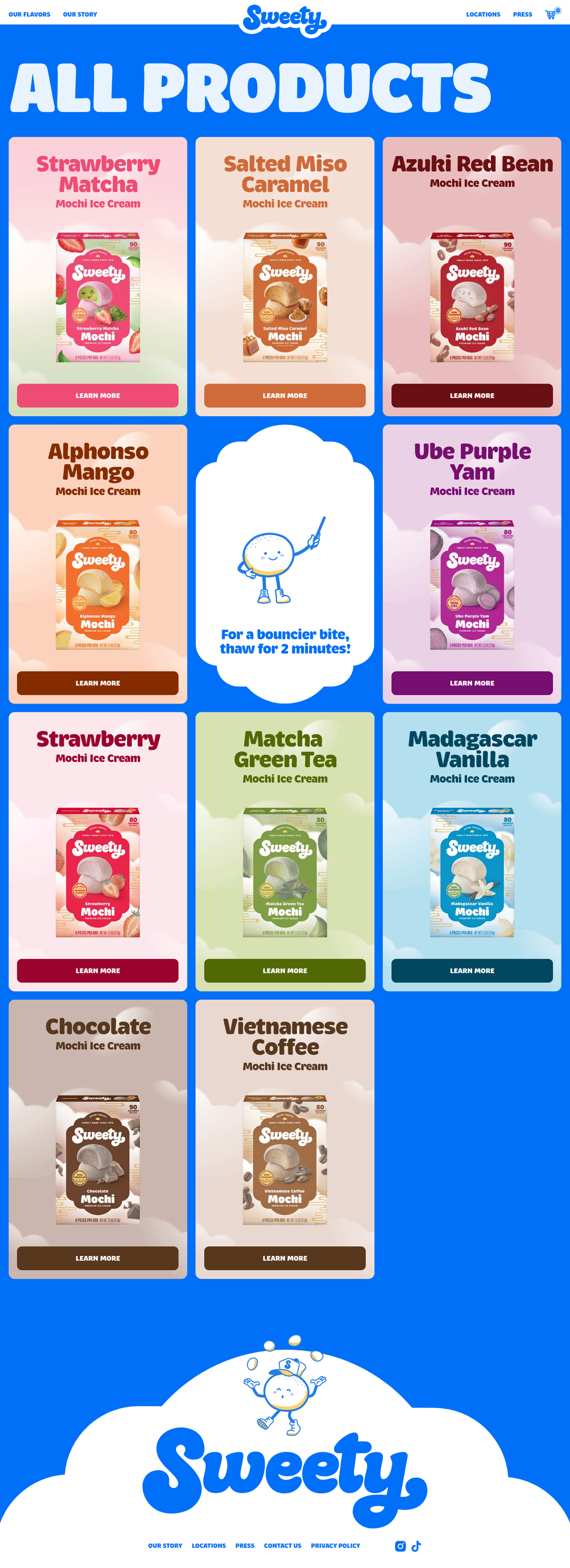 All Products page of Sweety Ice Cream