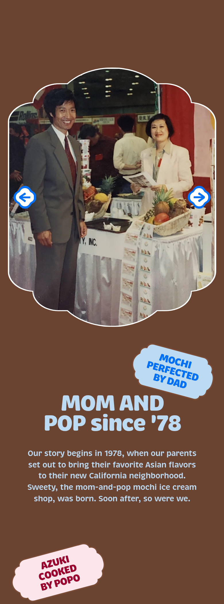 Mom and Pop Since '78 section from Sweety Ice Cream, on a phone