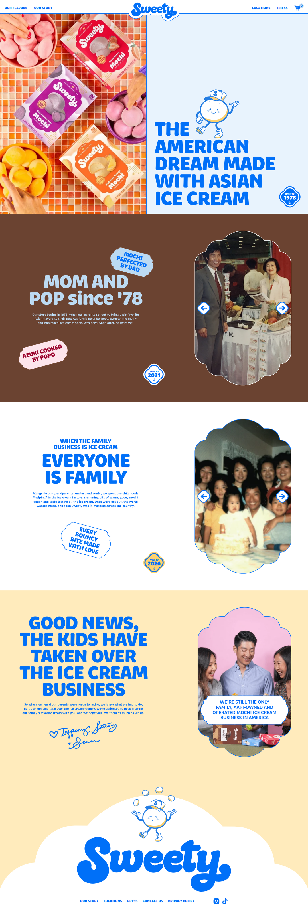 Our Story page of Sweety Ice Cream