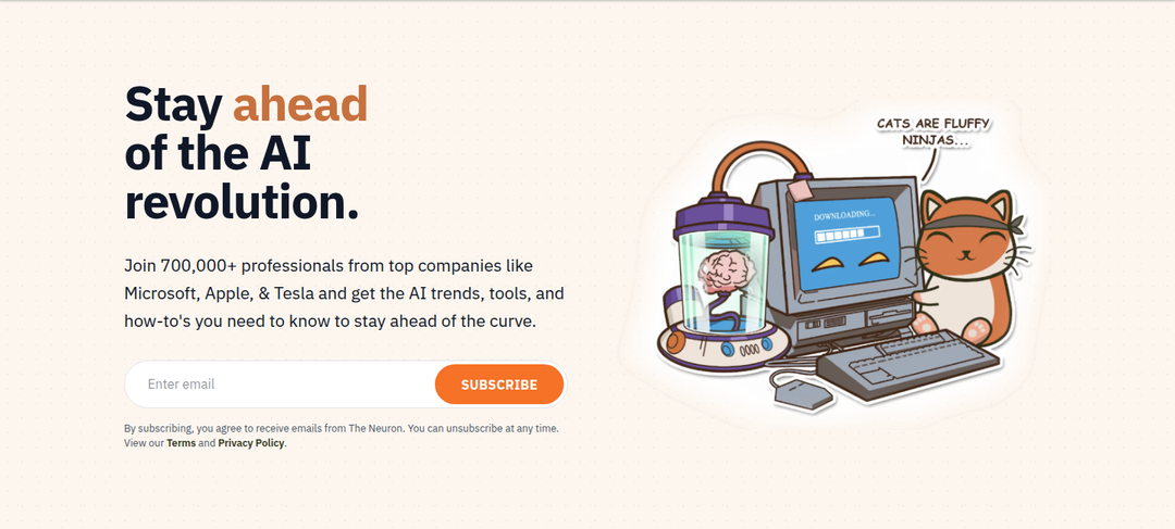 Newsletter Hero section from The Neuron