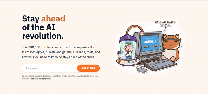Newsletter Hero section from The Neuron