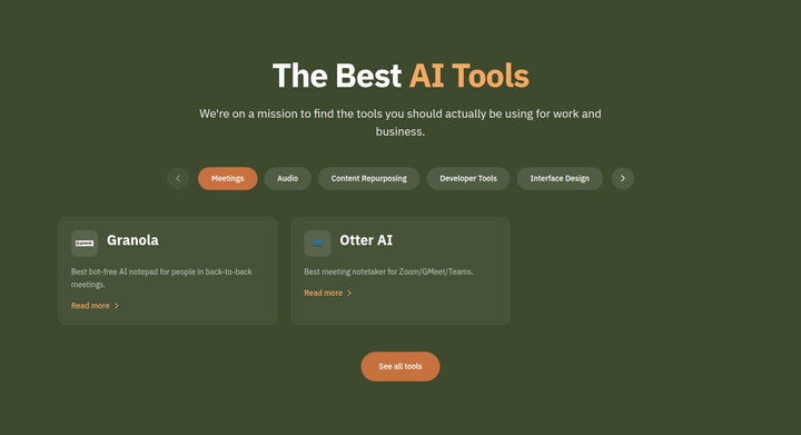 The Best AI Tools section from The Neuron