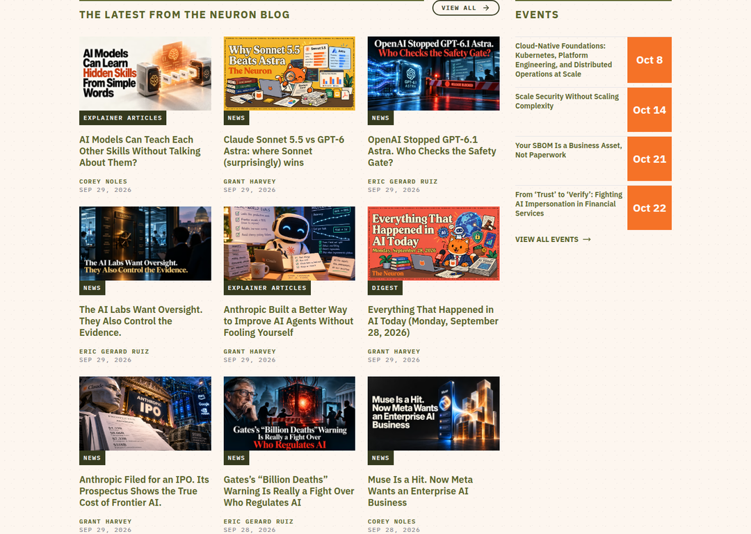 Latest From the Blog section from The Neuron