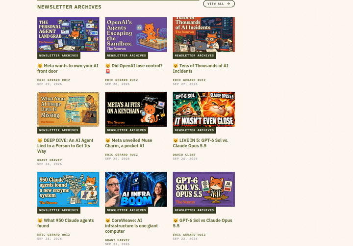 Newsletter Archives section from The Neuron