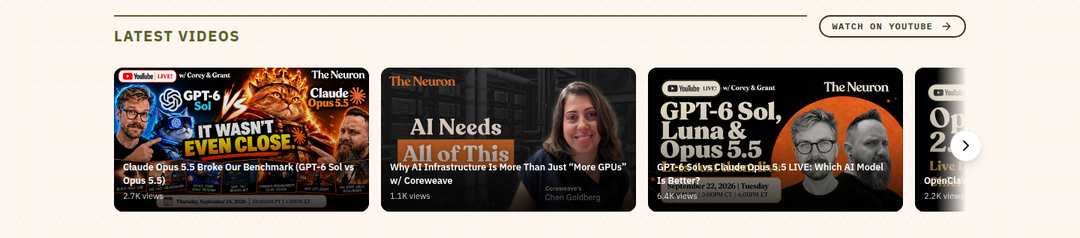 Latest Videos section from The Neuron