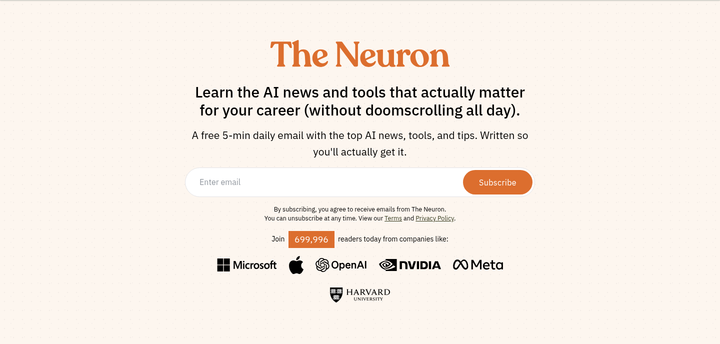 Subscribe section from The Neuron
