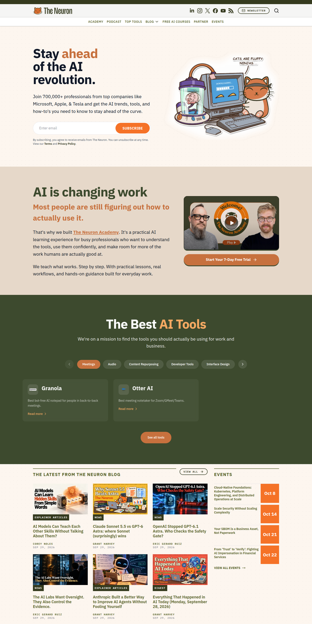 Home page of the The Neuron website