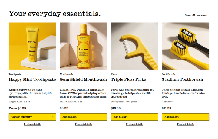 Your Everyday Essentials section from Twice