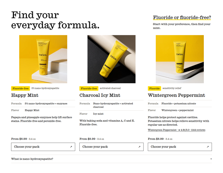 Find Your Everyday Formula section from Twice