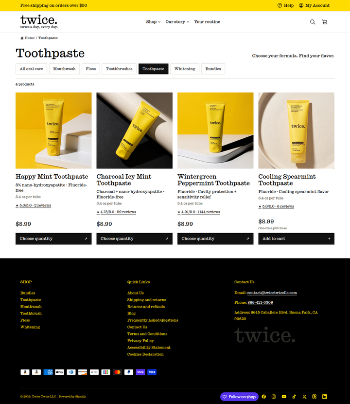 Toothpaste page from Twice