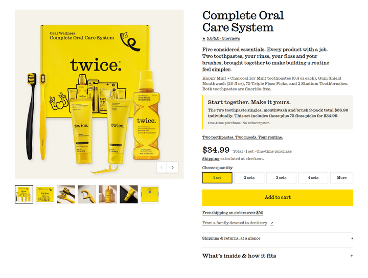 Complete Oral Care System section from Twice