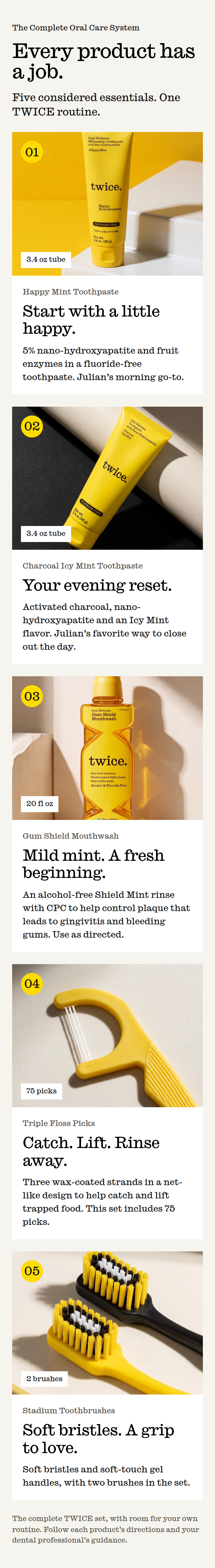 Every Product Has a Job section from Twice, on a phone