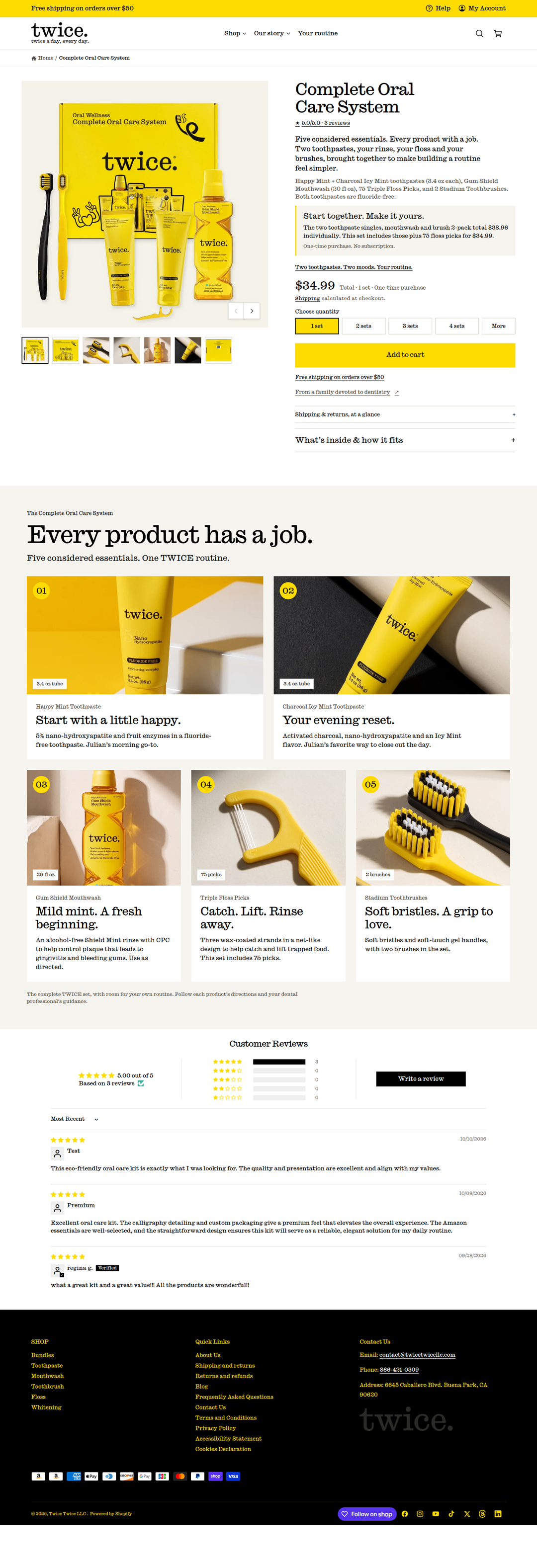 Complete Oral Care System page of Twice