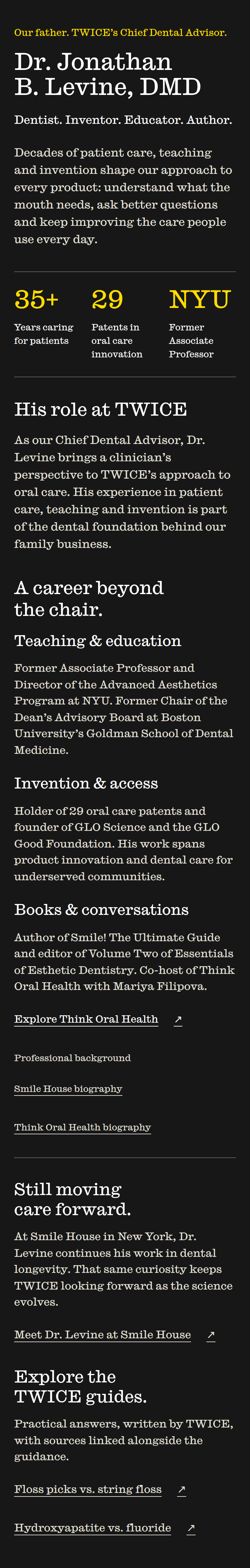 Chief Dental Advisor section from Twice, on a phone