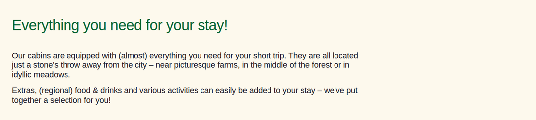 Everything You Need for Your Stay section from Raus