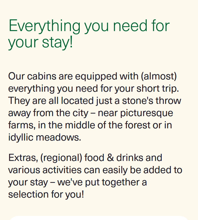 Everything You Need for Your Stay section from Raus, on a phone